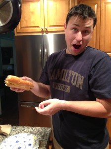 Our host and his cheesesteak love