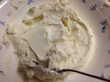  Mix goat cheese and cream cheese together and place in fridge to chill (you can do this for anywhere between 30 min. and 24 hours, depending on your timetable).  