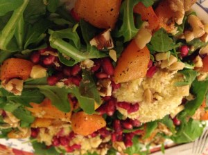 Roasted Butternut Squash Pomegranate Goat Cheese Salad