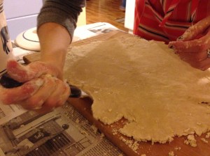 Loosen dough (I use a frosting spatula).