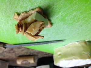 Crackers with Brie, Fig Jam, and Toasted Almonds