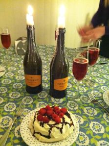 I seem to have lost my birthday candles, so out dinner table candles had to stand in-- it's the thought that counts, right??