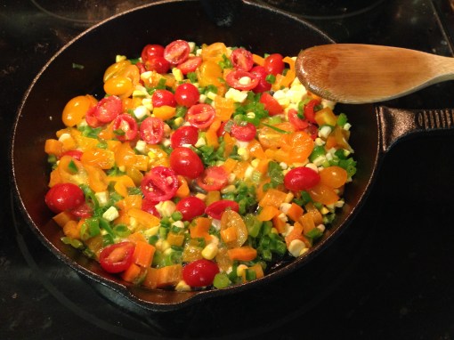 Veggie party at my skillet this morning.  BYOB.
