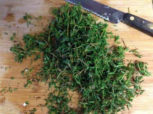 All you do is chop up the thyme (or whatever overabundant herb you're dealing with)...
