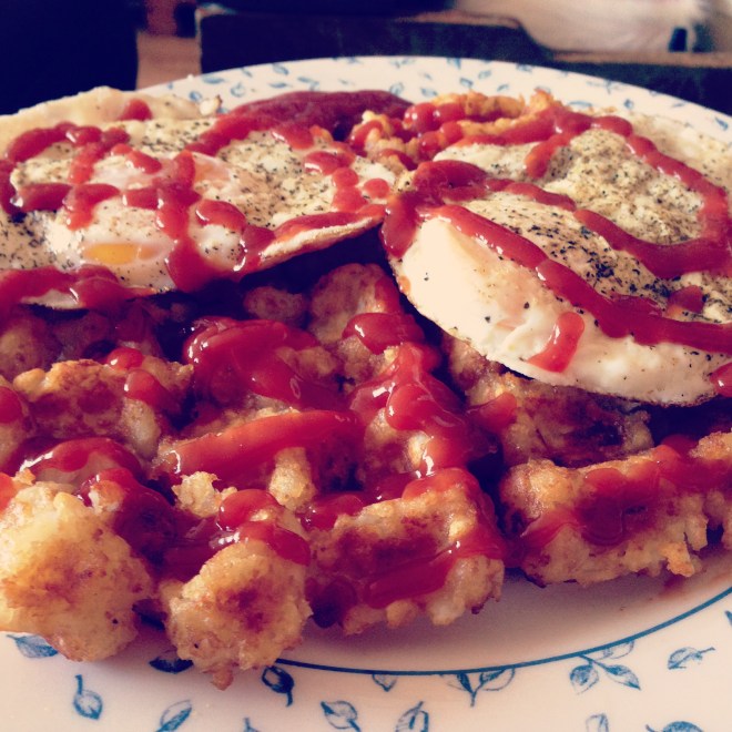 This tater tot waffle kiiiind of makes a compelling case for listening to the devil...