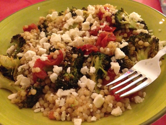 Roasted Broccoli and Tomato Couscous-- with a fork!