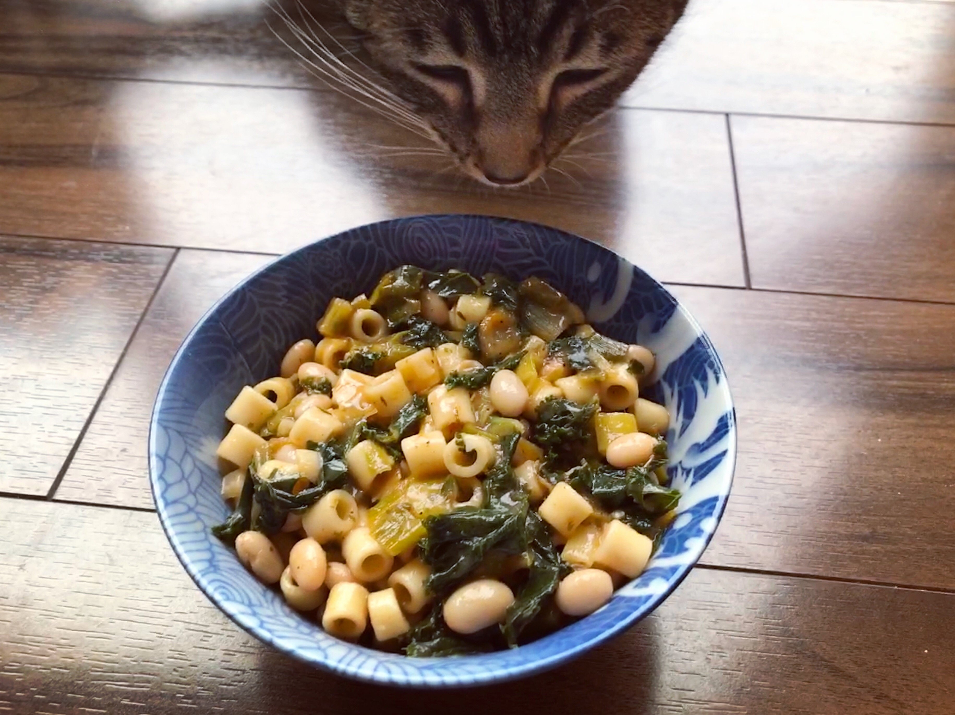 Kale Pasta White Bean Soup | lawandlentils