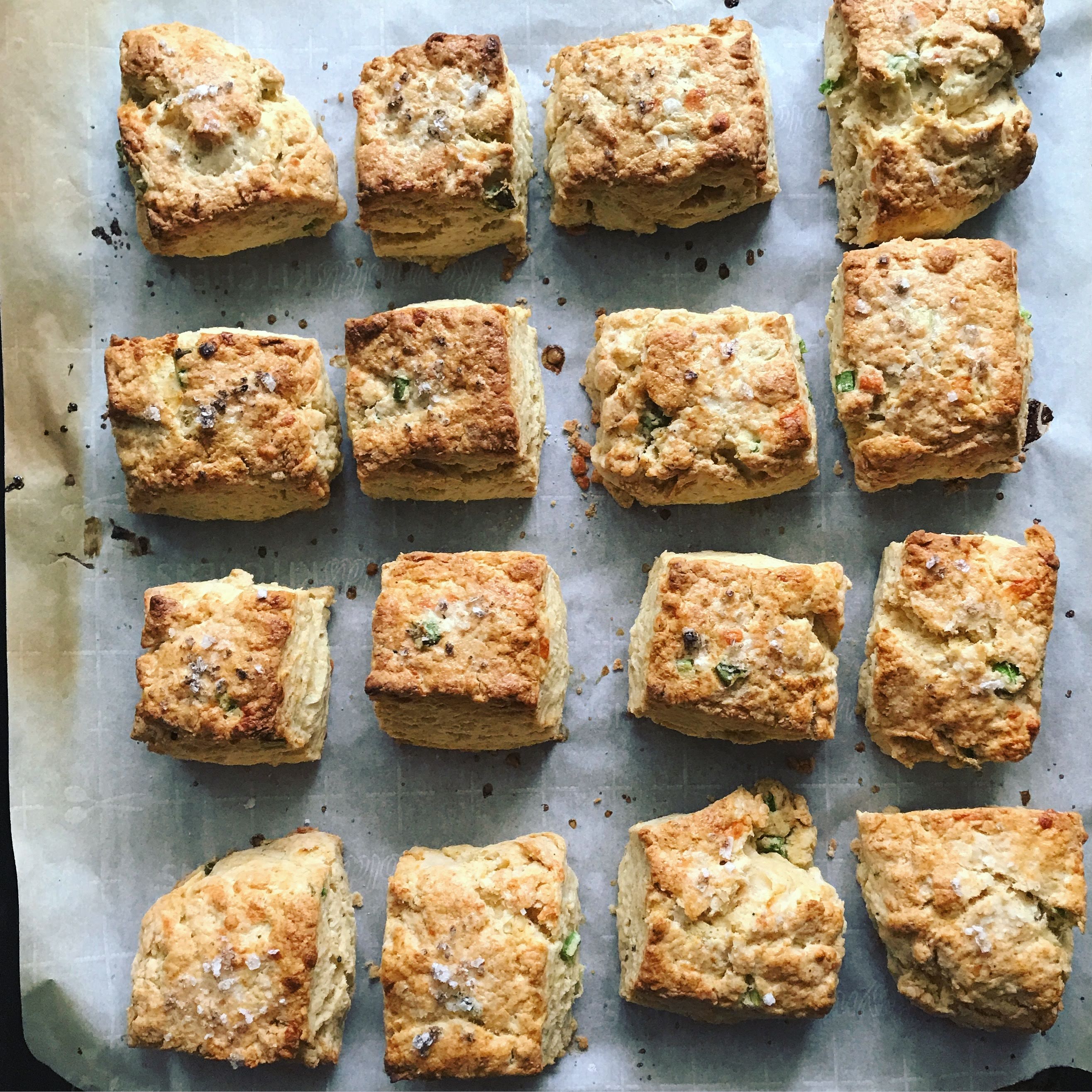Cheesy Scallion Biscuits with Hot Honey Butter | lawandlentils