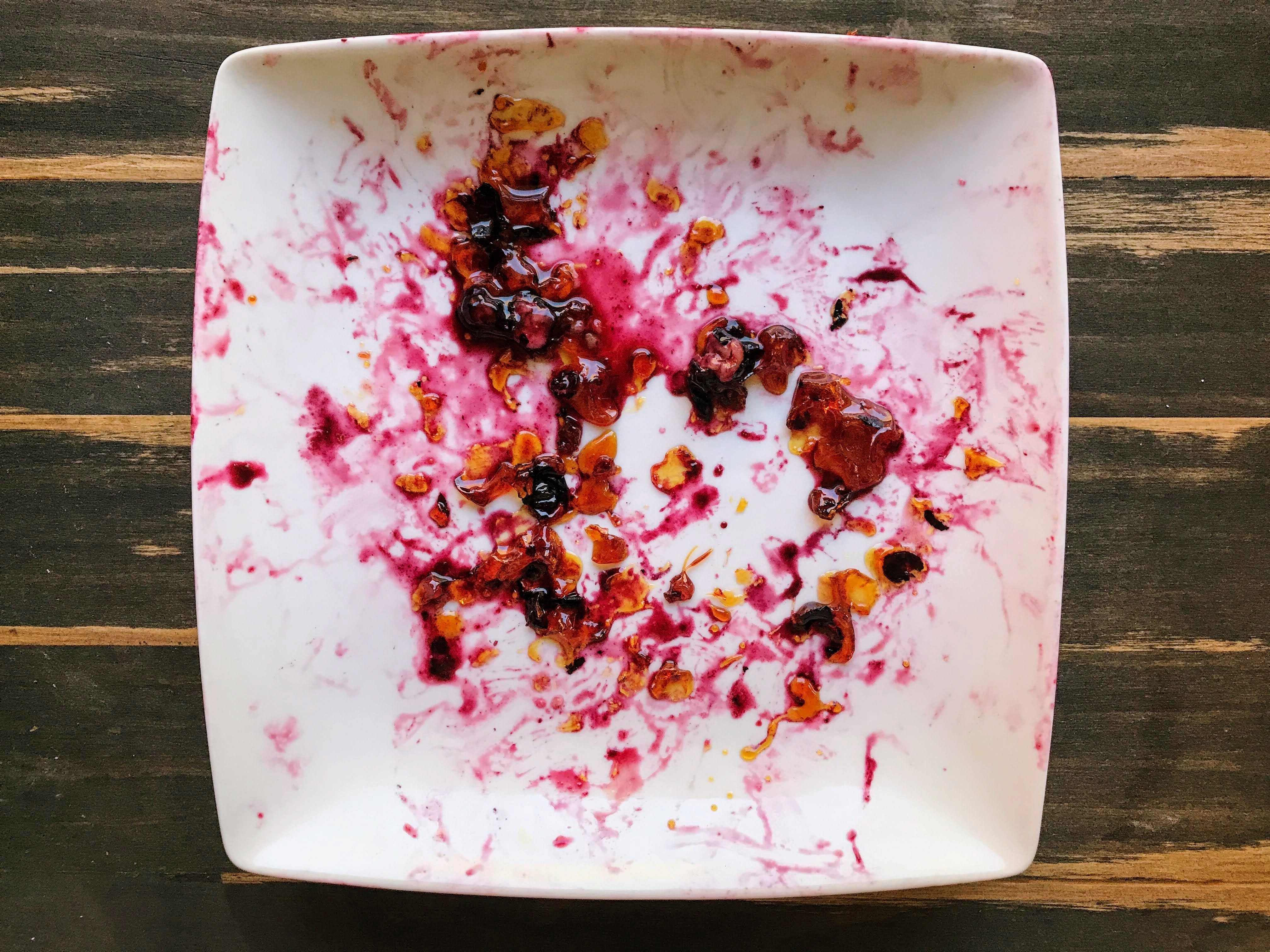 Caramel and blueberry juice